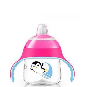 TASSE PINGOUIN AVEC ANSES ANTI-DÉRAPANTE ROSE 200ML 6 M+ – AVENT MAROC